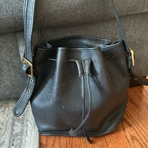 Vintage Coach Black Genuine Leather Bucket Bag